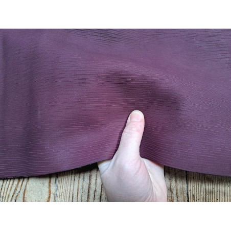 Demi peau de cuir de veau grain façon écorces - bordeaux - maroquinerie - Cuirenstock