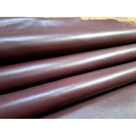 Bande de cuir de veau lisse - bordeaux - maroquinerie - Cuirenstock