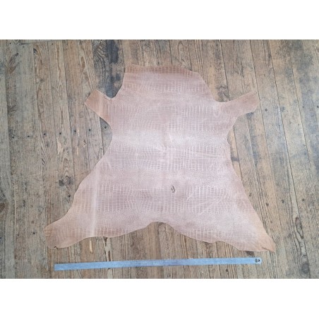 Agneau tannage végétal grain crocodile - Naturel - Cuir en Stock