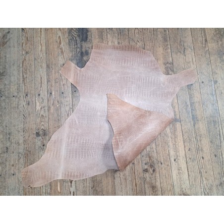 Agneau tannage végétal grain crocodile - Naturel - Cuir en Stock