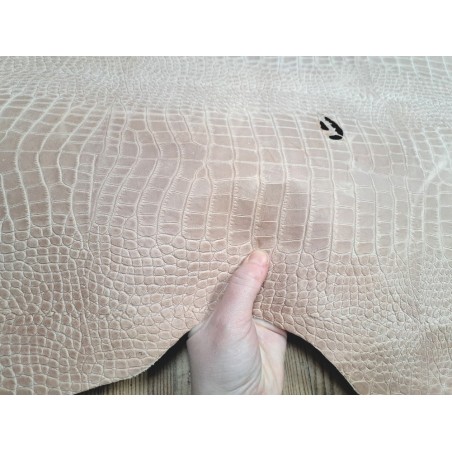 Agneau tannage végétal grain crocodile - Naturel - Cuir en Stock