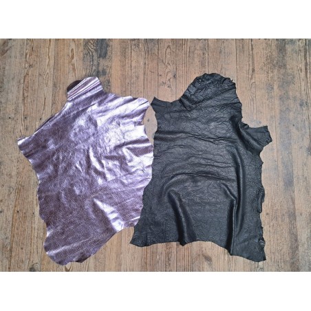 Lot de 2 peaux uniques - Cuir d'agneau et de mouton -K- Cuir en Stock