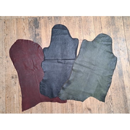 Lot de 3 peaux de cuir stretch - couleurs diverses - Cuir en Stock