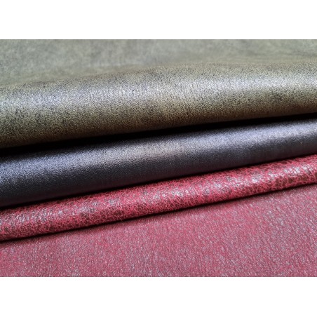 Lot de 3 peaux de cuir stretch - couleurs diverses - Cuir en Stock
