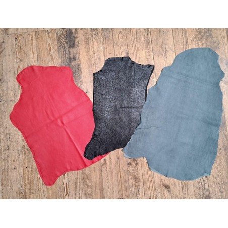Lot de 3 peaux de cuir stretch - couleurs variées - Cuir en Stock