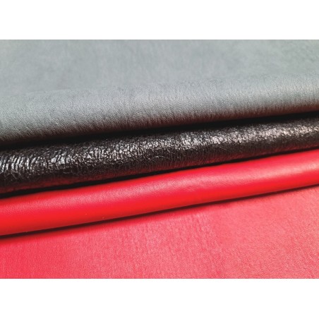 Lot de 3 peaux de cuir stretch - couleurs variées - Cuir en Stock