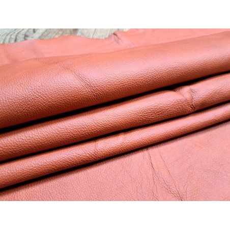 Peau de cuir de vache - ameublement - brique - Cuir en Stock