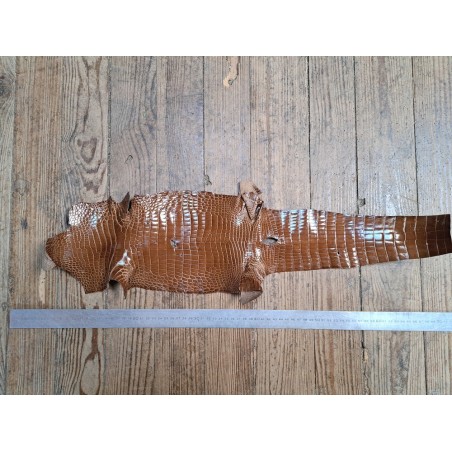 Peau de cuir de crocodile véritable - Brun - Cuir en Stock