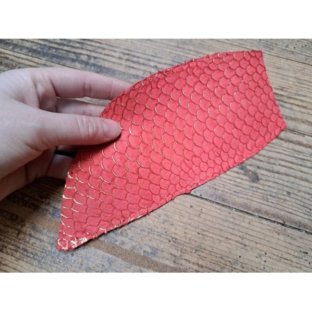 Peau de cuir de poisson Tilapia doré - Corail mat - Cuirenstock