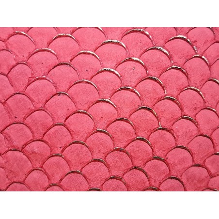 Peau de cuir de poisson Tilapia doré - Corail mat - Cuirenstock