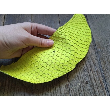 Peau de cuir de poisson tilapia - Jaune mat - Cuir en Stock