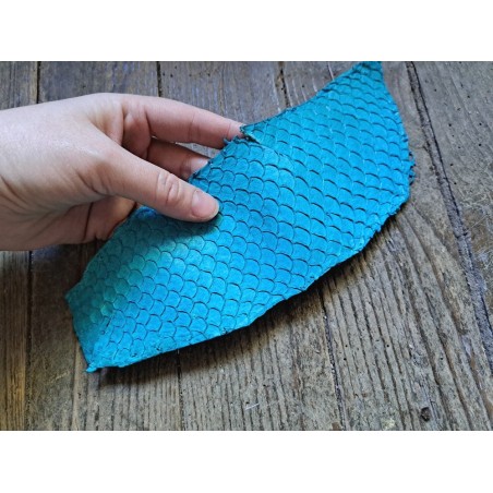 Peau de cuir de tilapia paillettes fines - Bleu - Cuirenstock