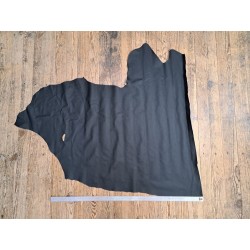 Morceau de cuir de vache grainé - Noir mat - B - Cuir en Stock