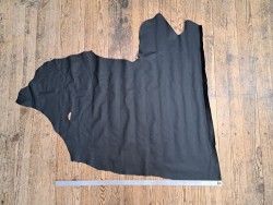 Demi-peau de cuir de vache grainé - Noir mat - B - Cuir en Stock