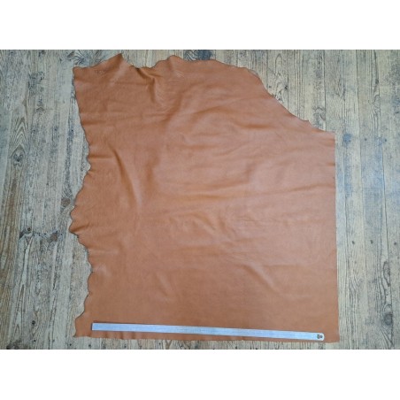Morceau de cuir de vache grainée - Brun automnal - B - Cuir en stock