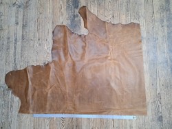 Demi-peau de cuir de vachette pullup ciré - Brun - B