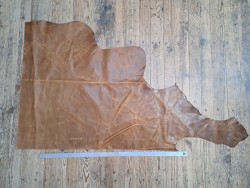 Demi-peau de cuir de vachette pullup ciré - Brun - A