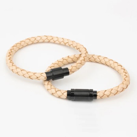 Attache magnétique T pour bracelets - Noir - 6mmx20mm - Cuirenstock