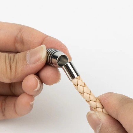 Attache magnétique ovale rayé - 6mmx21mm - Cuirenstock