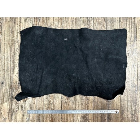 Peau de mouton velours noir façon peau lainée - Cuir en Stock