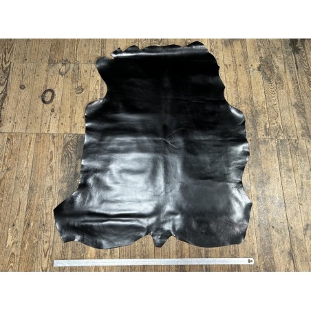 Peau de cuir de veau BOX lisse - tannage ferme - noir - Cuir en Stock