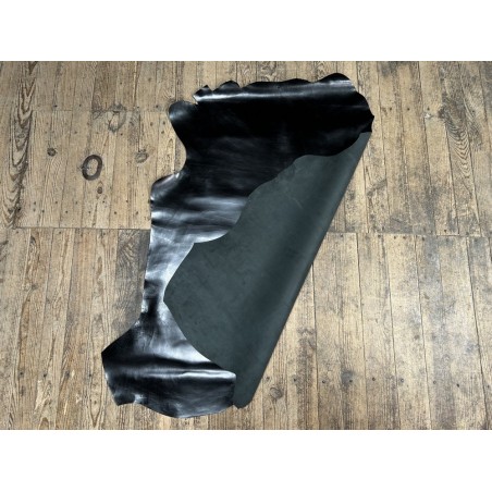 Peau de cuir de veau BOX lisse - tannage ferme - noir - Cuir en Stock