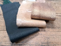 Lot de 3 peaux uniques - Saumon - A - Cuir en Stock