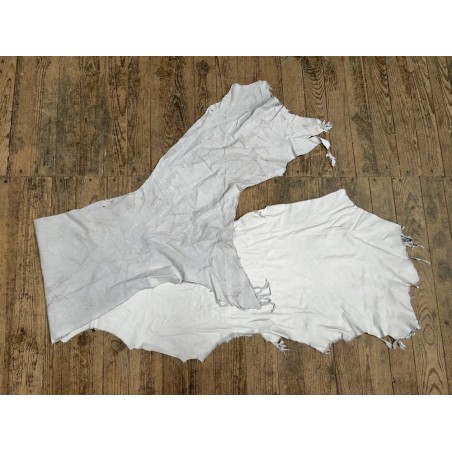 Flanc de vache – Cuir blanc mastic mat – Tannage minéral – Souple & élastique - 2ᵉ choix - Cuir en Stock
