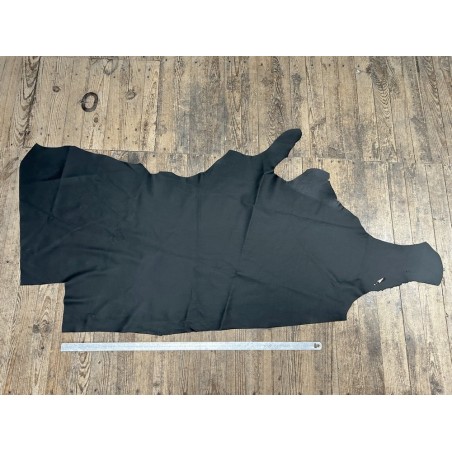 Demi-peau de cuir de vache grainé - Noir mat - A - Cuir en Stock