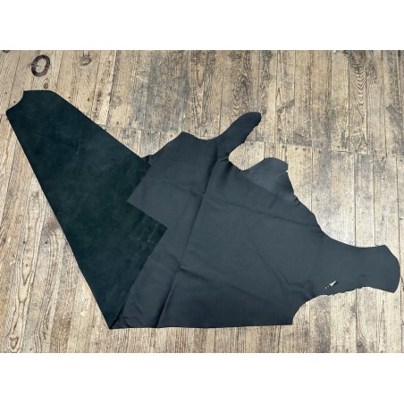 Demi-peau de cuir de vache grainé - Noir mat - A - Cuir en Stock