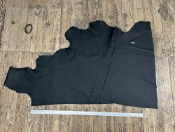 Demi-peau de cuir de vache grainé - Noir mat - B - Cuir en Stock