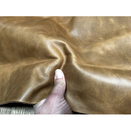 Demi-peau de cuir de vachette pullup ciré - Brun - A - Cuir en Stock