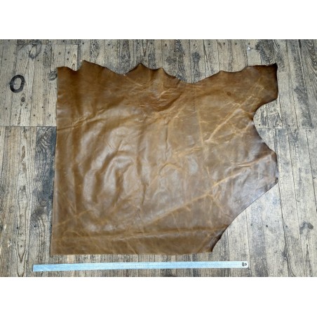 Demi-peau de cuir de vachette pullup ciré - Brun - A - Cuir en Stock
