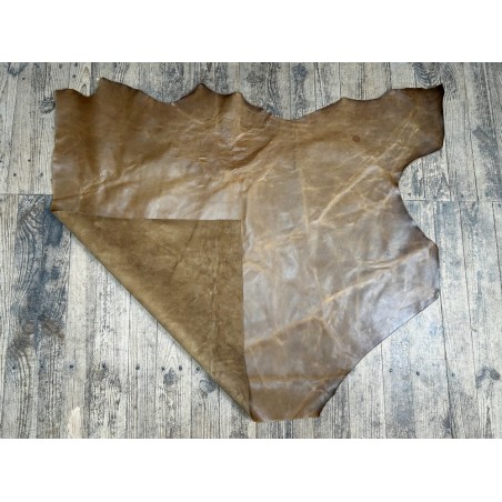 Demi-peau de cuir de vachette pullup ciré - Brun - A - Cuir en Stock
