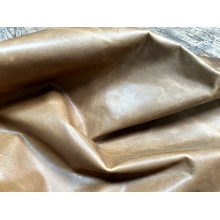 Demi-peau de cuir de vachette pullup ciré - Brun - A - Cuir en Stock