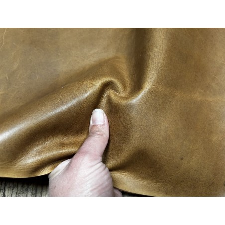 Demi-peau de cuir de vachette pullup ciré - Brun - C - Cuir en Stock