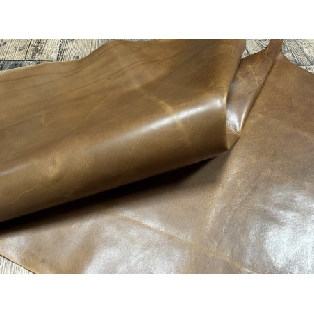 Demi-peau de cuir de vachette pullup ciré - Brun - C - Cuir en Stock