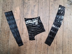 Lot de 3 morceaux de cuir de crocodile véritable - Cuir en Stock