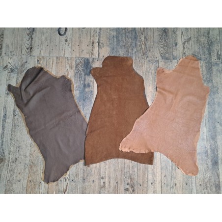 Lot de 3 peaux de cuir stretch - diverses couleurs - Cuir en Stock