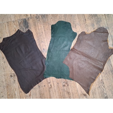 Lot de 3 peaux de cuir stretch - diverses couleurs - Cuir en Stock