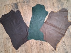 Lot de 3 peaux de cuir stretch - diverses couleurs - Cuir en Stock