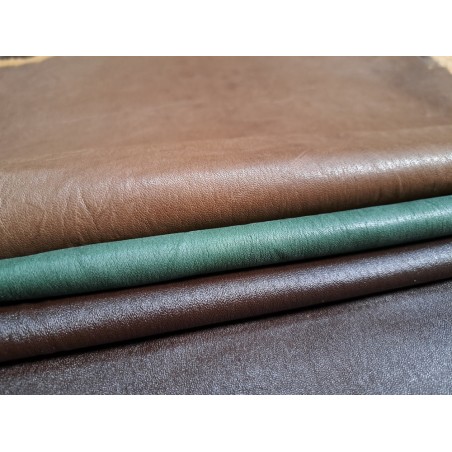 Lot de 3 peaux de cuir stretch - diverses couleurs - Cuir en Stock