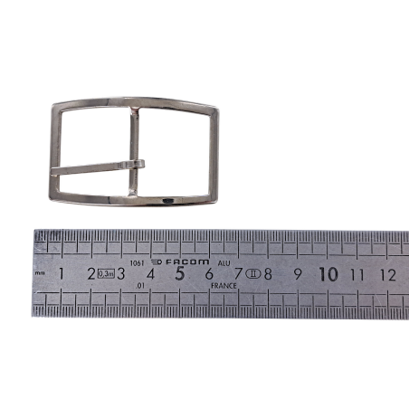 Boucle de ceinture rectangulaire - nickelé- 30 mm - bouclerie - accessoire - cuir en stock