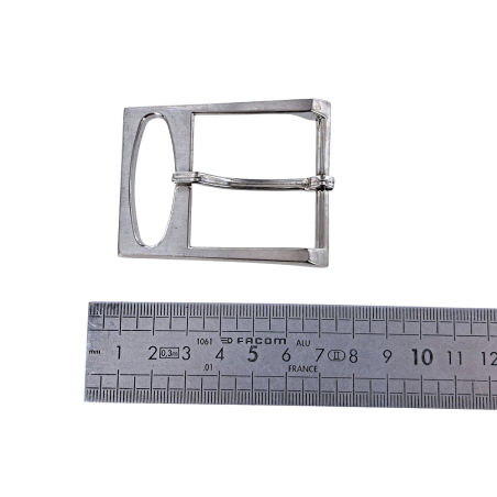 Boucle de ceinture fantaisie - nickelé brossé - 40 mm - bouclerie - accessoire - Cuir en stock