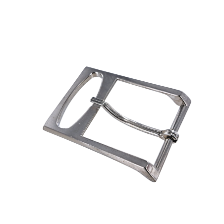 Boucle de ceinture fantaisie - nickelé brossé - 40 mm - bouclerie - accessoire - cuir en stock