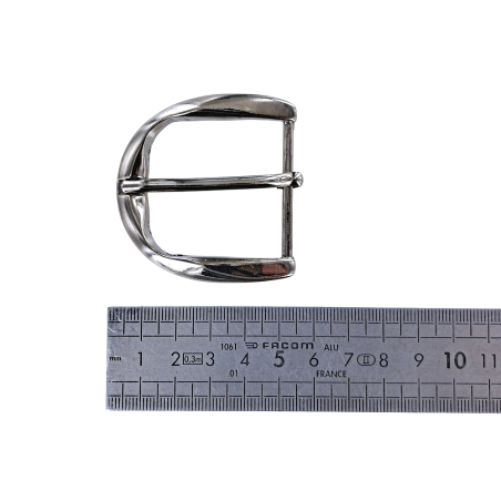 Boucle de ceinture demi D - nickelé - 40 mm - bouclerie - accessoire - cuirenstock