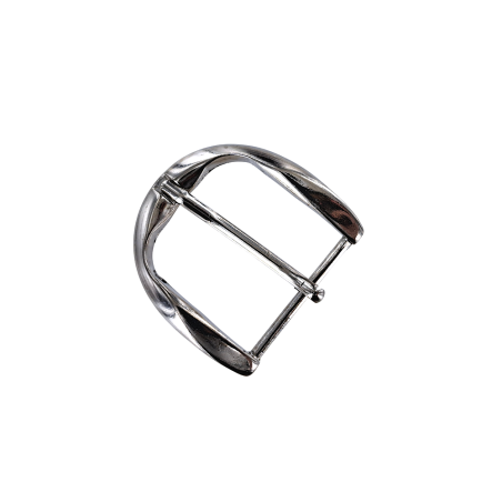 Boucle de ceinture demi D - nickelé - 40 mm - bouclerie - accessoire - cuir en stock