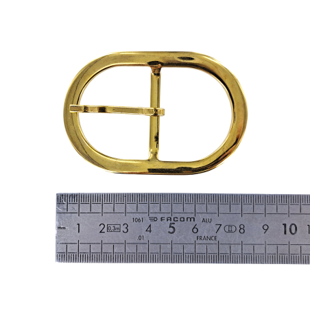 Boucle de ceinture ovale laiton - 40 mm - bouclerie - accessoire - Cuir en Stock