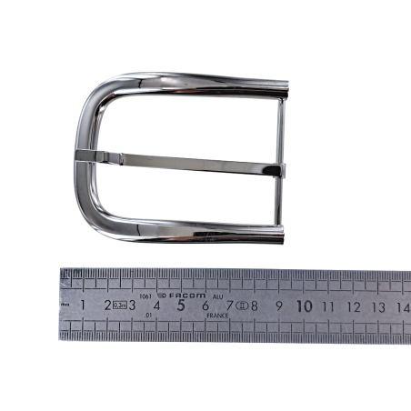 Boucle de ceinture demi D - nickelé - 50 mm - bouclerie - accessoire - Cuir en Stock