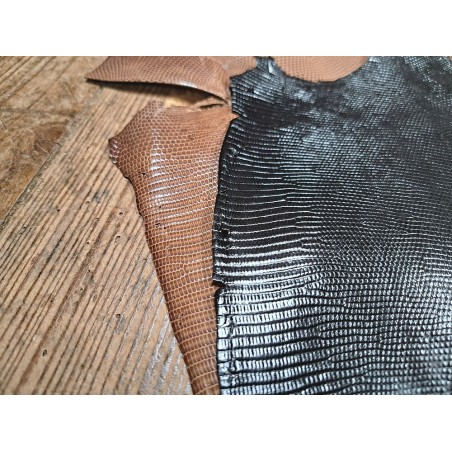 Lot de 2 peaux de cuir de lézard - B - Cuirenstock